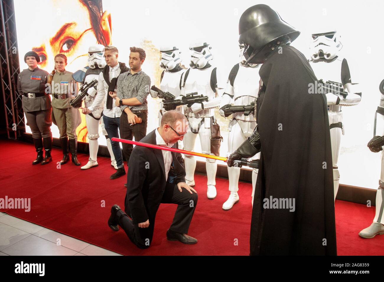 Budapest, Hungary. 17th Dec, 2019. People take part in a VIP screening of 'Star Wars: The Rise of Skywalker' in Budapest, Hungary, Dec. 17, 2019. Credit: Attila Volgyi/Xinhua/Alamy Live News Stock Photo