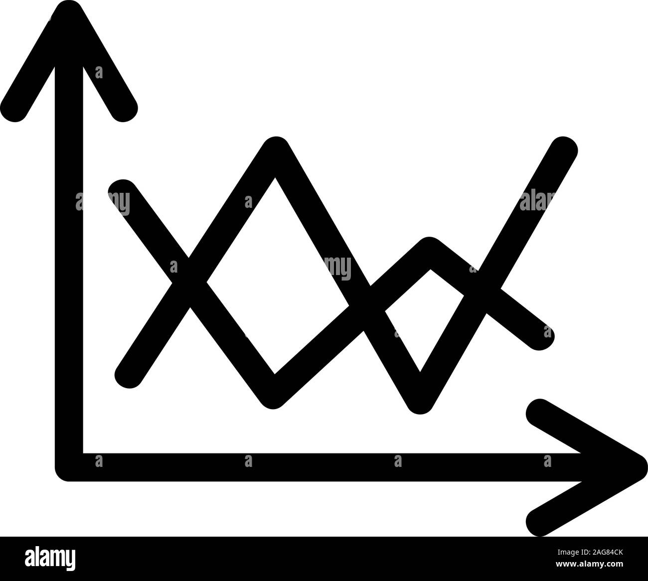 chart of the growth and fall of the icon vector. Isolated contour ...