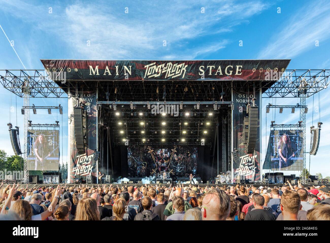 Oslo, Norway. 28th, June 2019. The American thrash metal band Slayer performs a live concert during the Norwegian music festival Tons of Rock 2019. (Photo credit: Gonzales Photo - Terje Dokken). Stock Photo