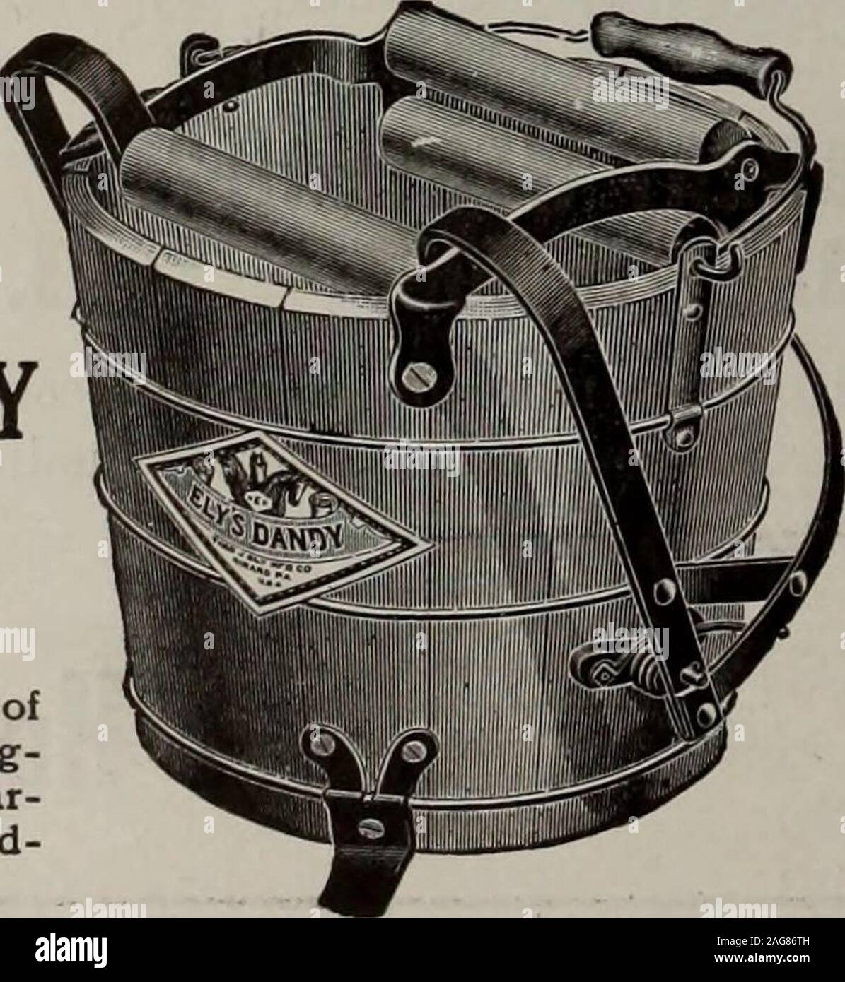 . Hardware merchandising August-October 1912. ELYS DANDY Mop Wringer and Bucket COMBINED Others are not just as good. Be sure that each bears the name ELYS DANDY Made in three sizes, 10 qt., 14 qt.and 22 qt.; guides, posts and stepof malleable iron; lever of wroughtiron, finished in black enamel;cedar buckets, three hardwood rolls.The most popular mop wringer onthe market. THE O.J. ELYMFG. CO. ERIE, PA. Get our catalogue ofMop Sticks, Mop Wring-ers, Brush Holders, Car-pet Beaters, Broom Hold-ers, Etc.. Try Us for Serviceand Quality We carry alarge stock of Wholesale Plumbers Supplies, from whi Stock Photo