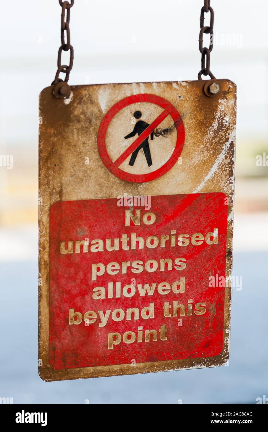 No unauthorized person allowed beyond this point sight Stock Photo - Alamy