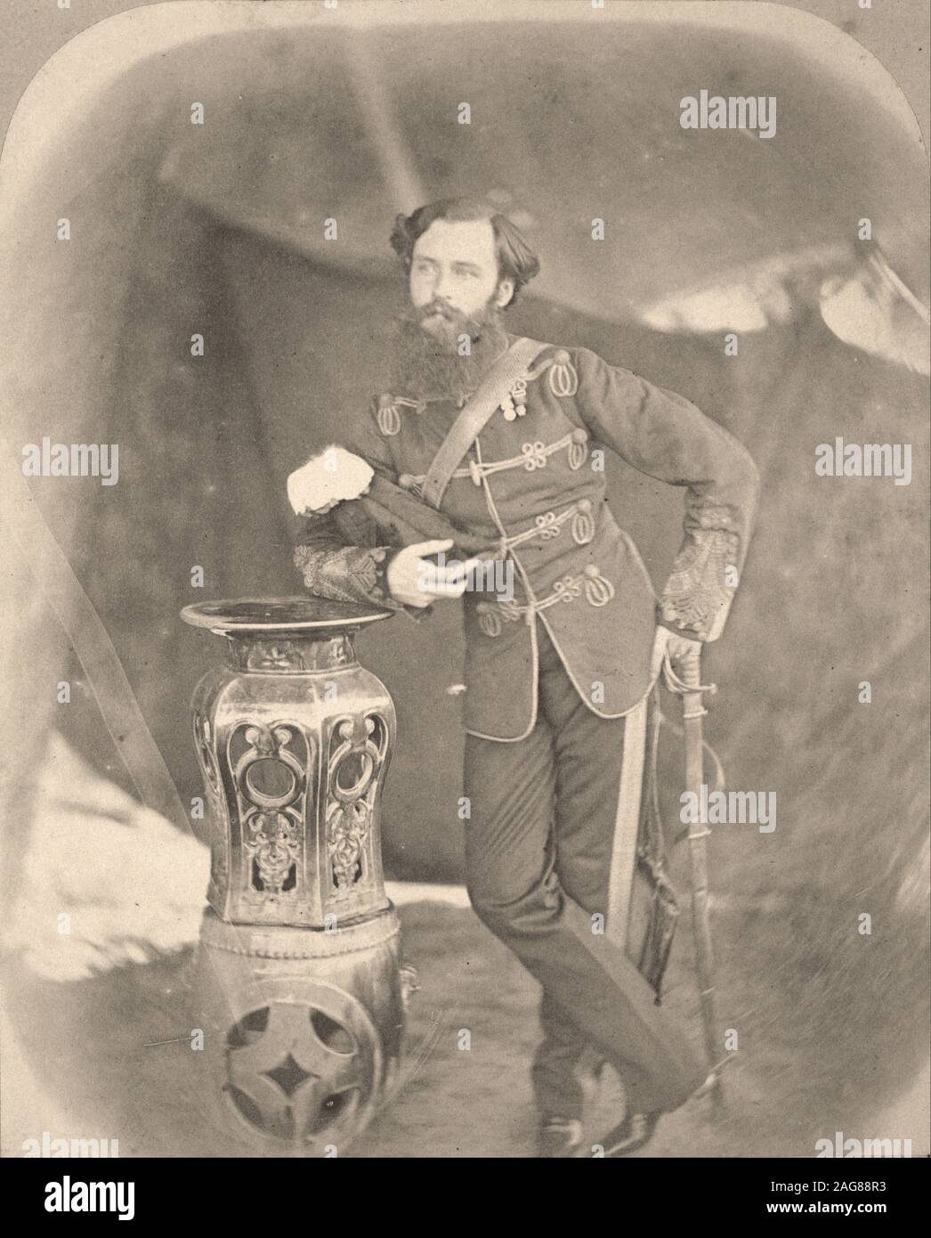 Felice Beato (1832 - 1909) - Portrait of Colonel Henry Hope Crealock, Deputy Assistant, Adjutant-General Stock Photo