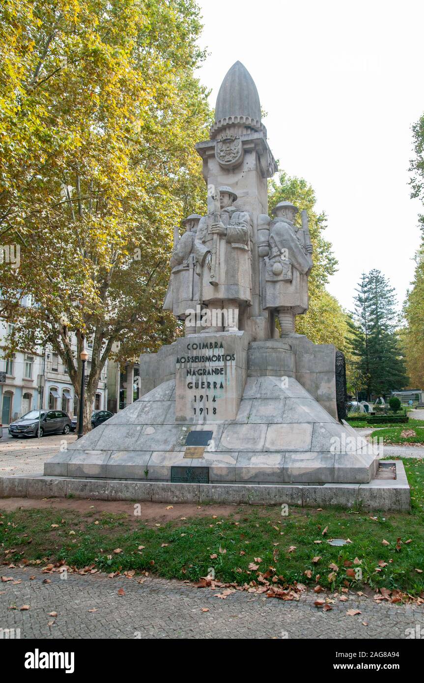 First World War Memorial in the Jardim da Avenida Sa da Bandeira Coimbra, Portugal Stock Photo