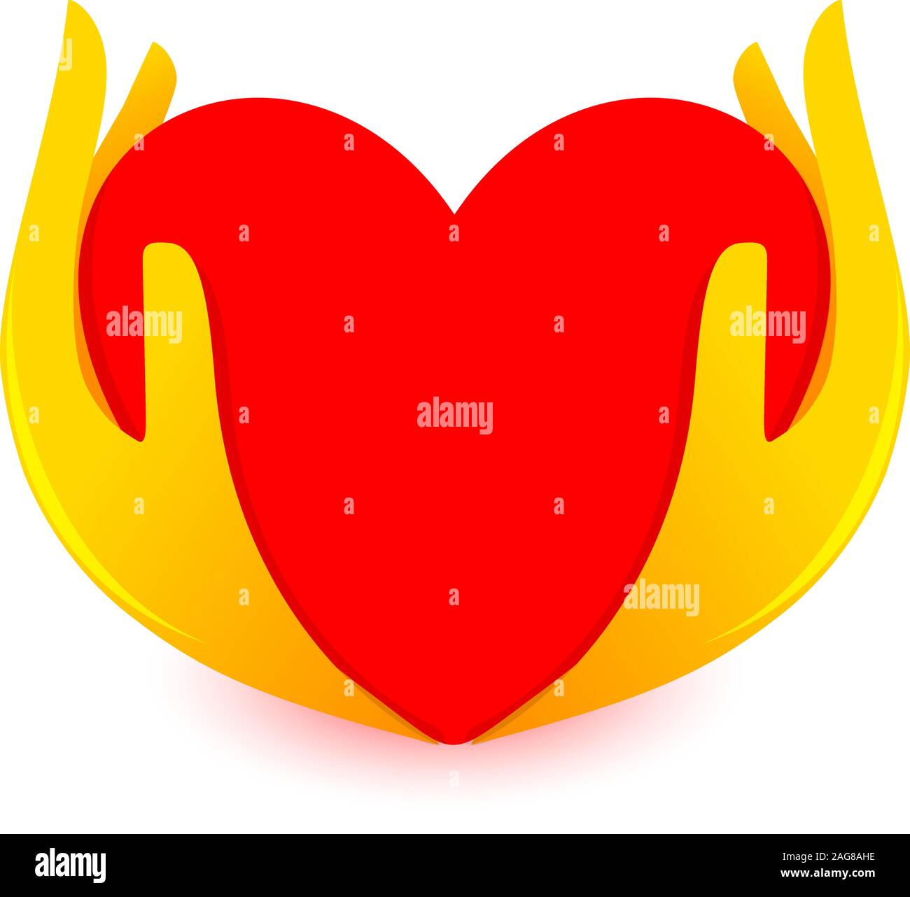 Red Heart in the palm of your hand. Love logo. Design element for