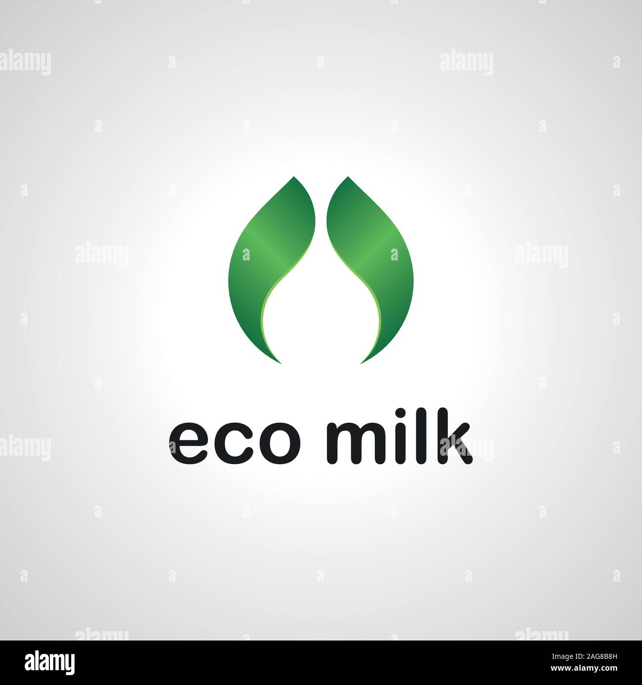 Green leaf logo. Eco milk logo. Organic product logo. Stock Vector
