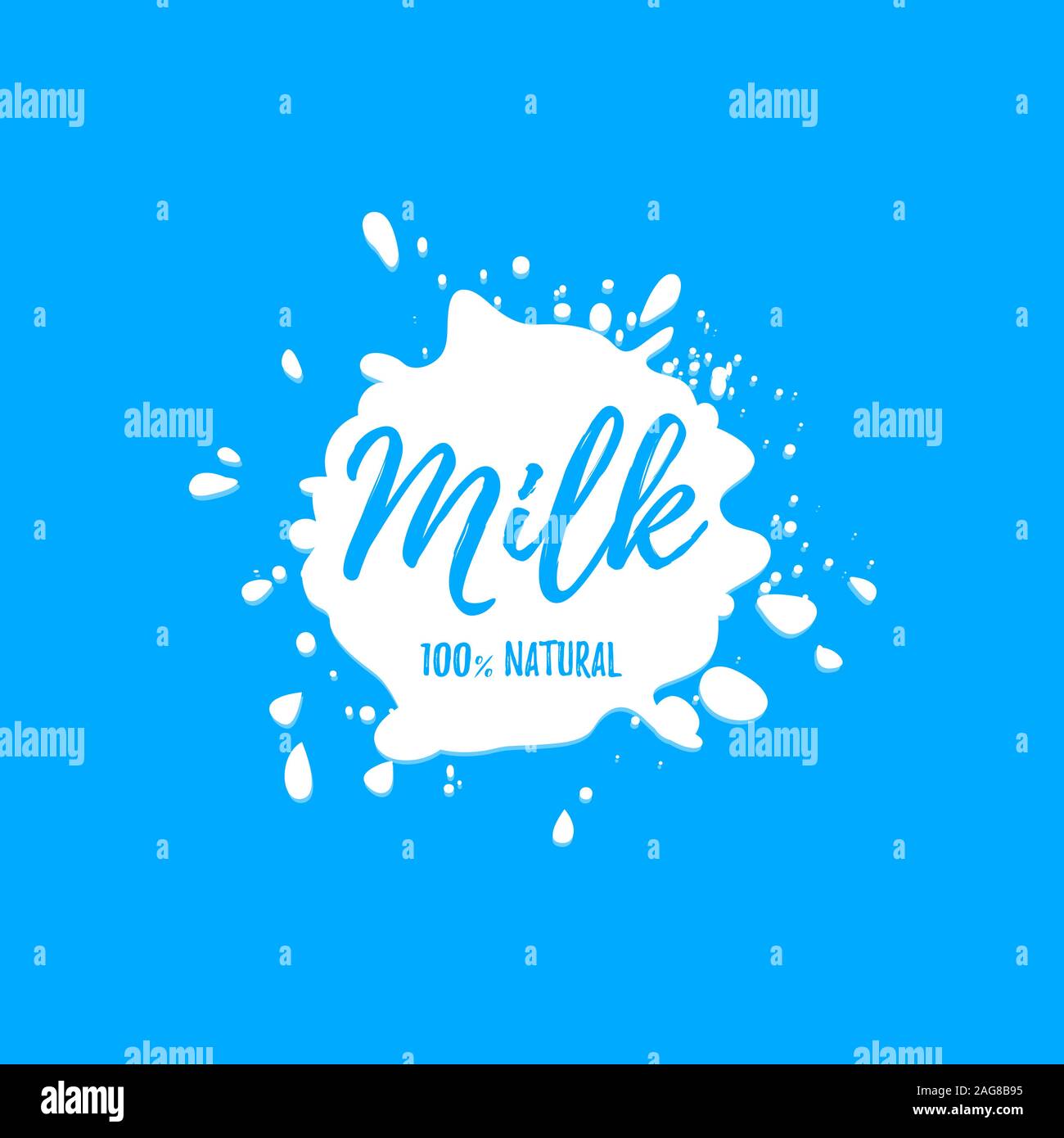 Isolated blue vector milk logo. Paint blot icon. Round emblem logotype ...