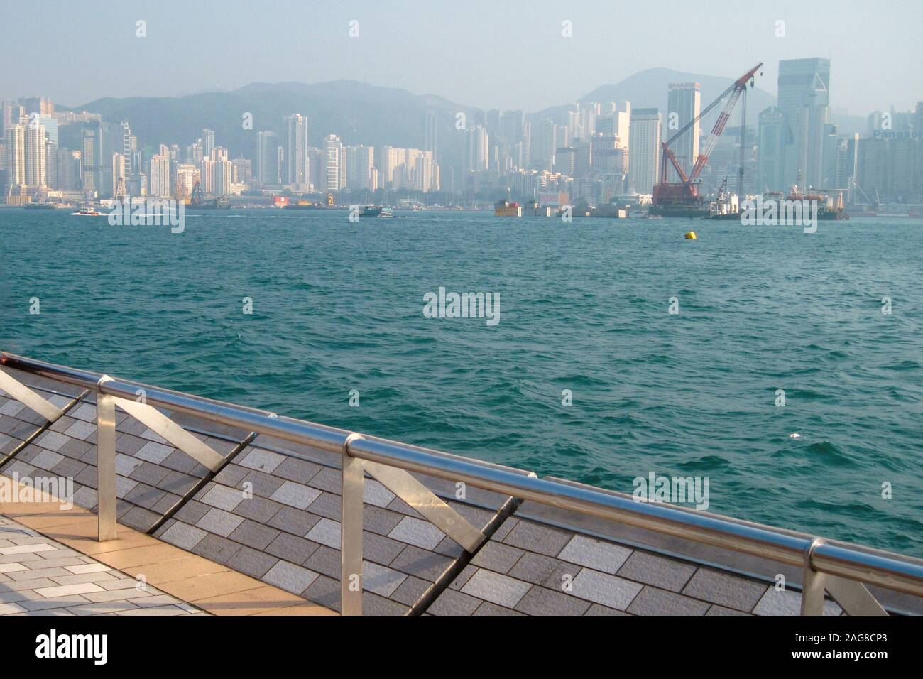 Hong Kong, January, 2013 Victoria Harbour waterfront view with