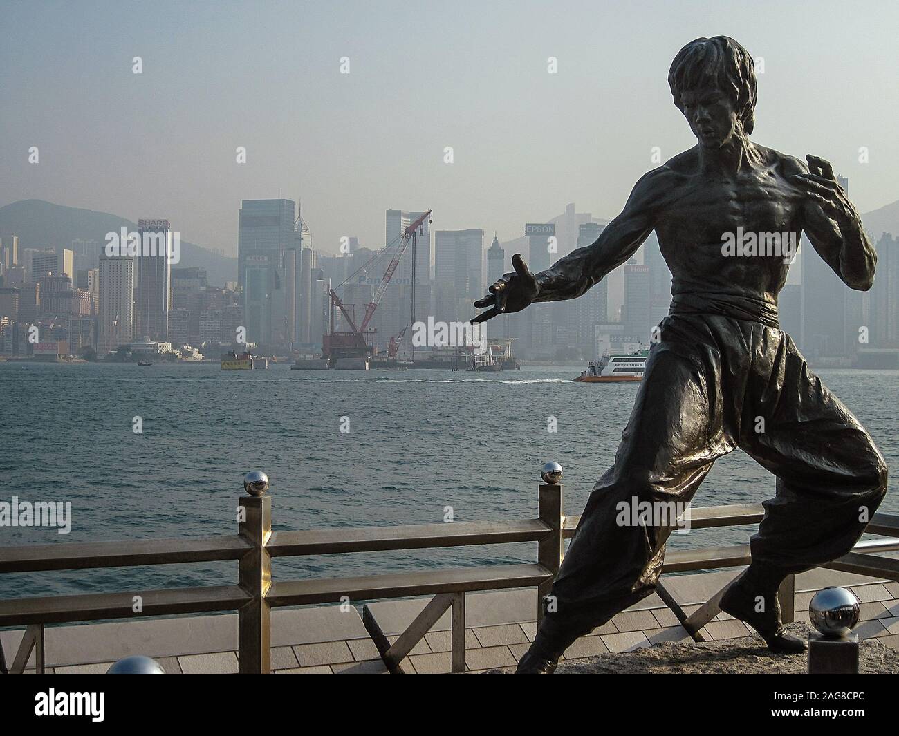 Hong Kong, January, 2013 – Bruce Lee statue on the Avenue of Stars at ...