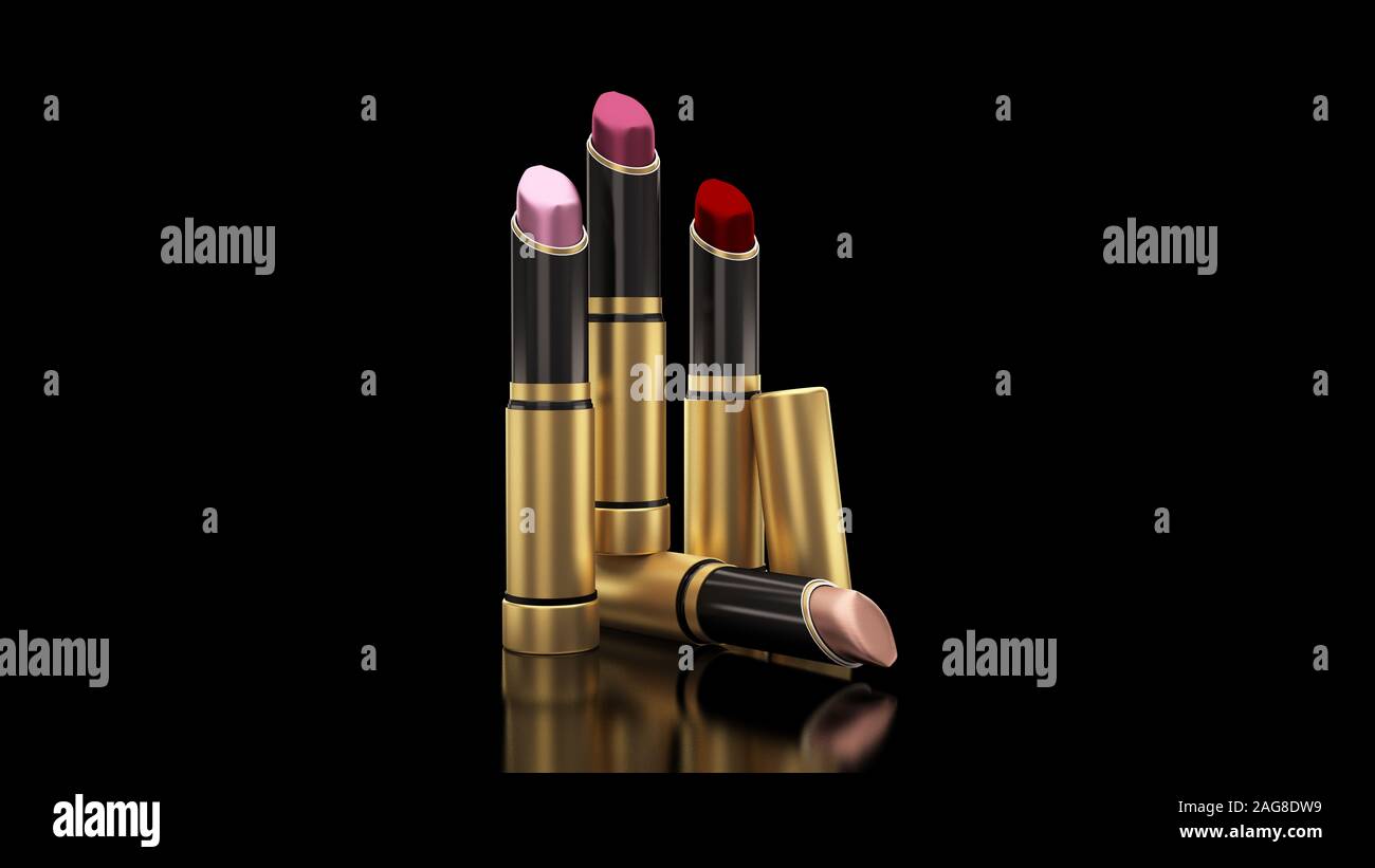 Lipstick on a black background. The tube, bottle, style, makeup, lips