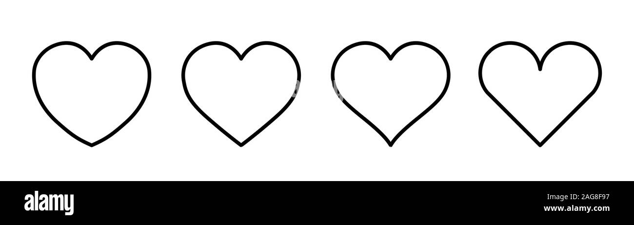 Heart collection flat icon set. Love symbol isolated on white ...
