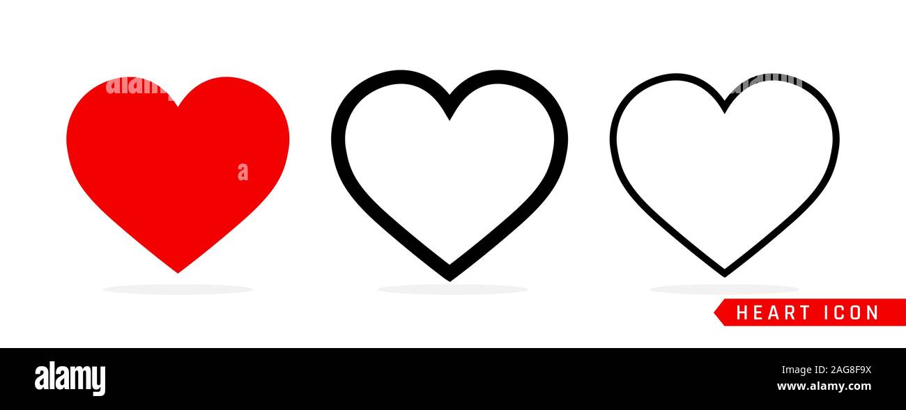 Heart collection flat icon set. Love symbol isolated on gray background ...