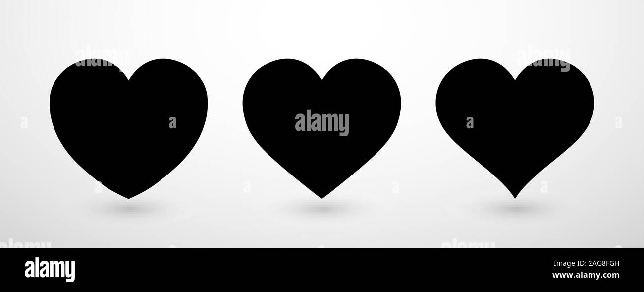 Heart collection flat icon set. Love symbol isolated on gray background ...