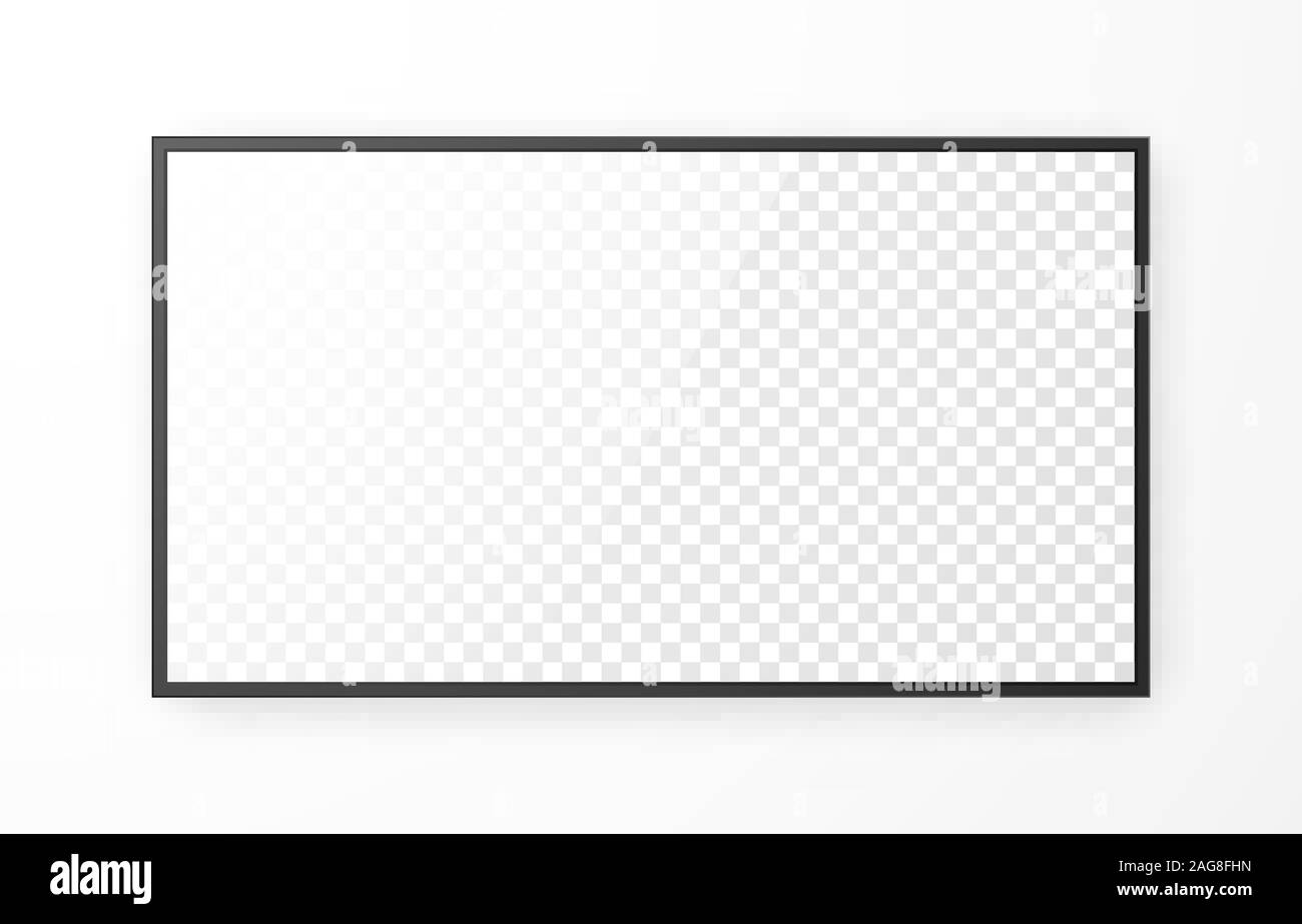 Realistic television screen on white background. Mockup of computer