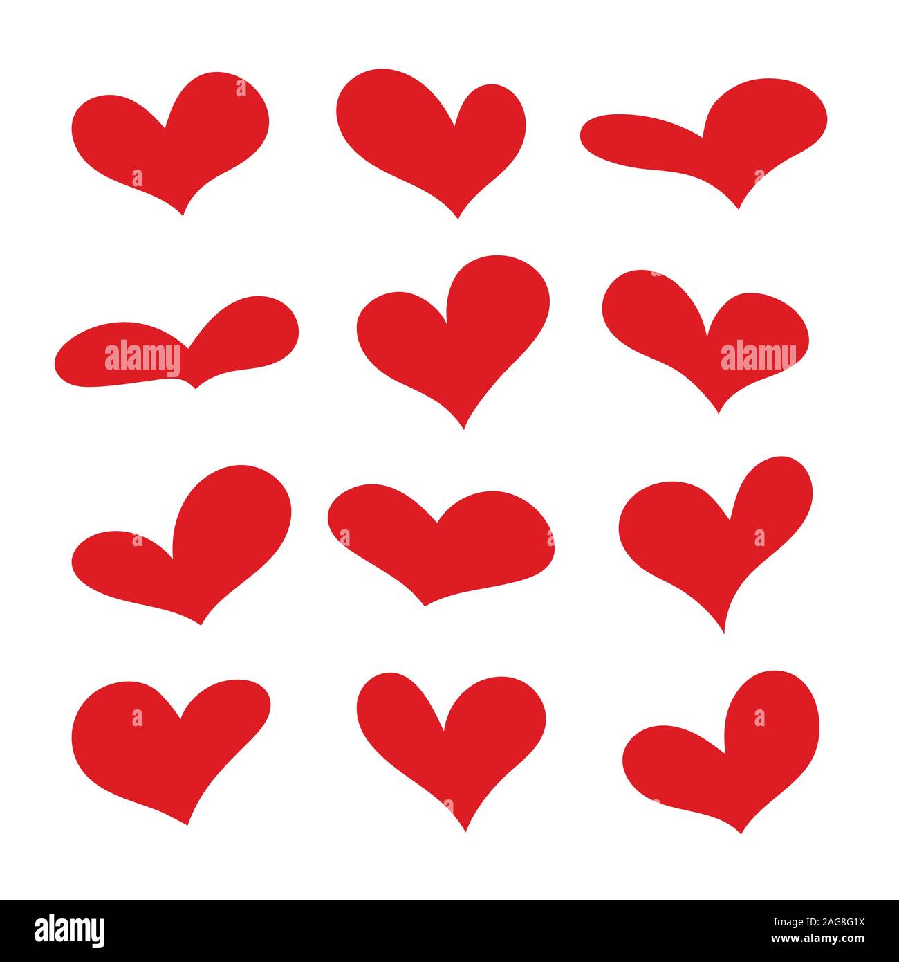 Red heart collection icon set. Love symbol isolated on white background ...