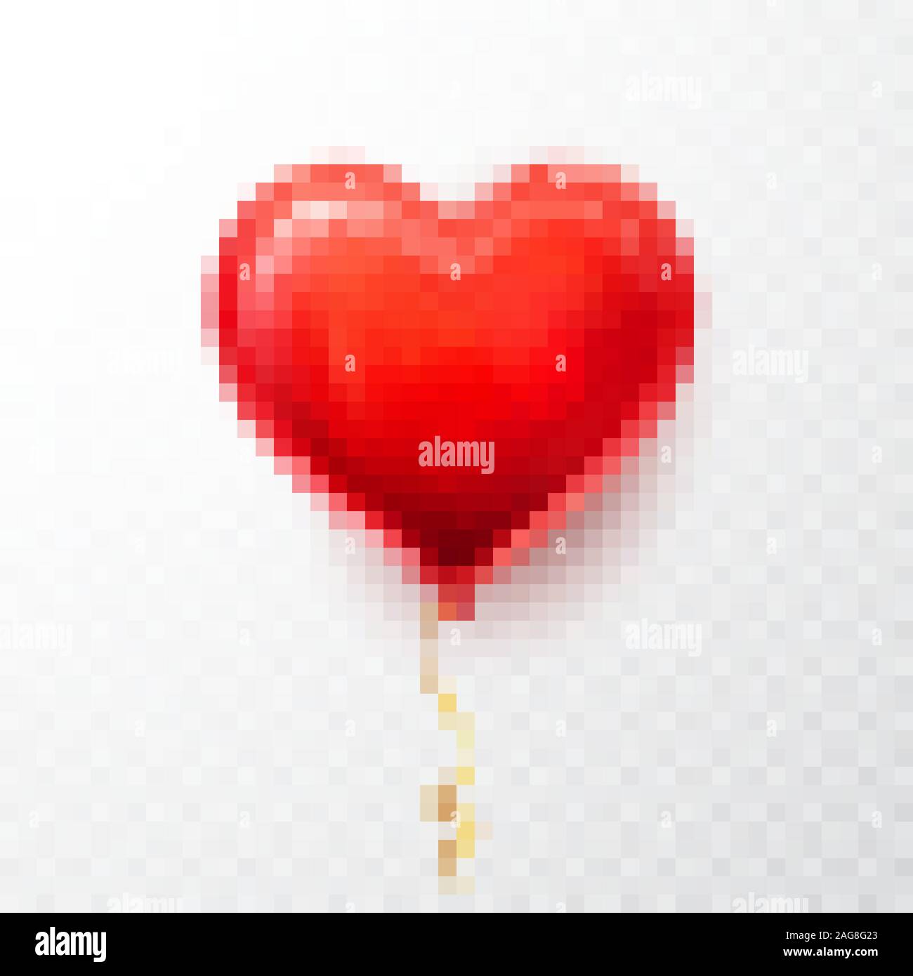 Realistic red heart balloon on transparent background with shadow ...