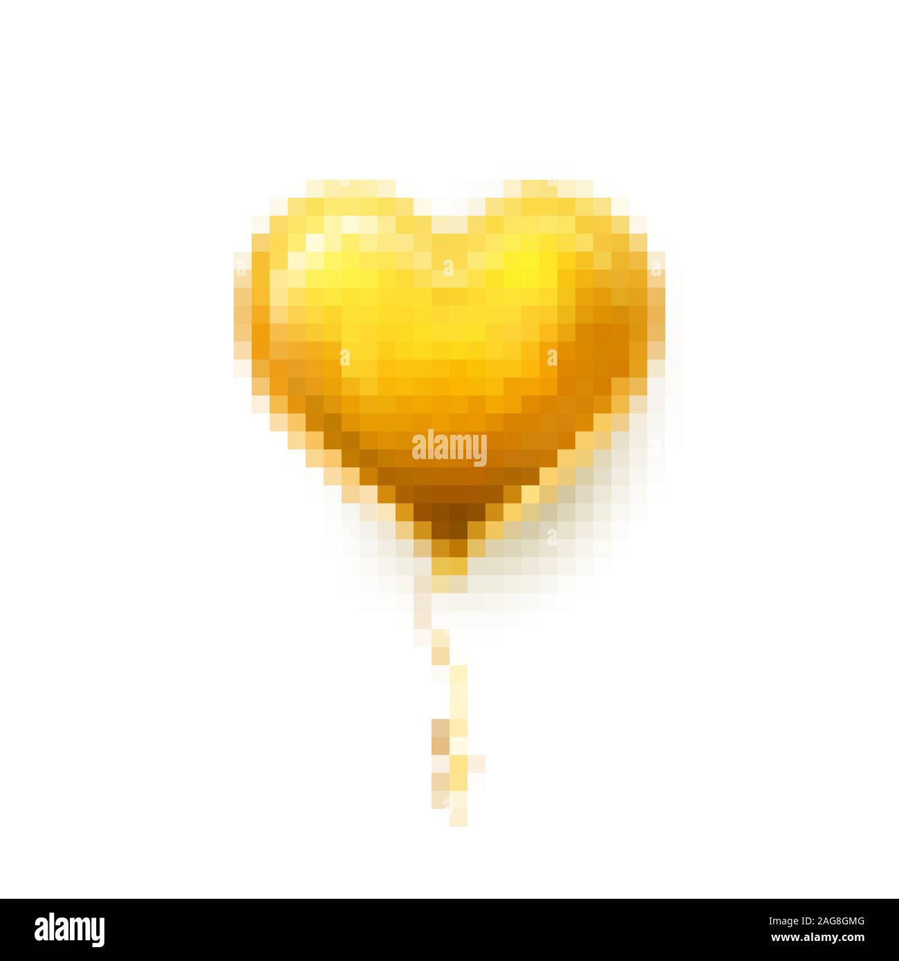 Realistic golden heart balloon on white background with shadow. Shine ...