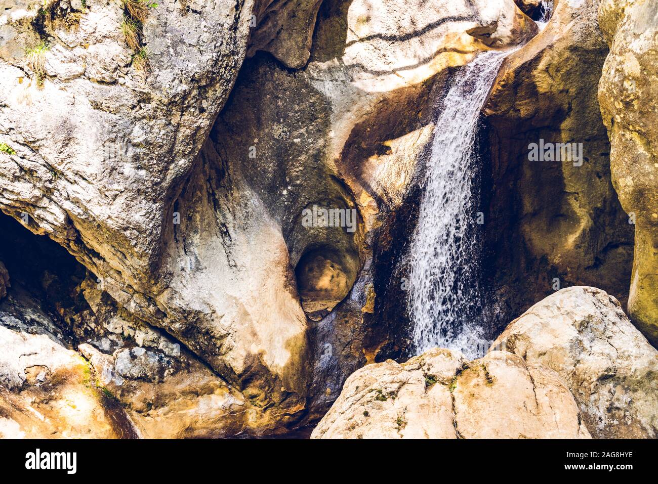 Mixnitz waterfall path along mountain stream. Tourist spot. Travel destination Stock Photo