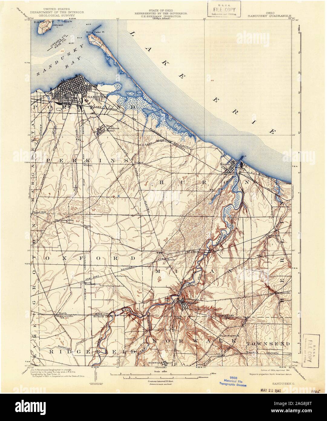 Map of sandusky hi-res stock photography and images - Alamy