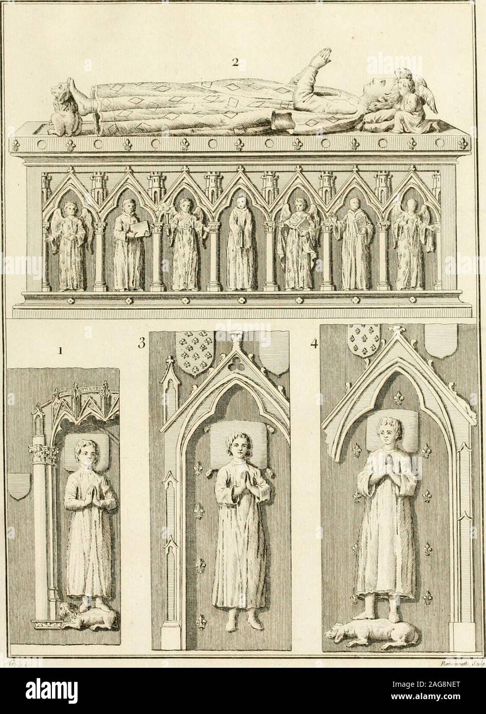 . Antiquités nationales, ou, Recueil de monumens : pour servir à l'histoire générale et particulière de l'empire françois, tels que tombeaux, inscriptions, statues, vitraux, fresques, etc. : tirés des abbayes, monastères, châteaux, et autres lieux devenus domaines nationaux. ainebleau, il lui recommanda de bien gouverner sonpeuple , et de sen faire aimer Sa piété égala presque relie de sonpère. Il porta , avec Philippe son frère, le second malade qui entradans la maison de Dieu , après sa construction. Tombeau de Philippe de France, Frère de saint Louis. Derrière ce tombeau , il y en a un dont Stock Photo