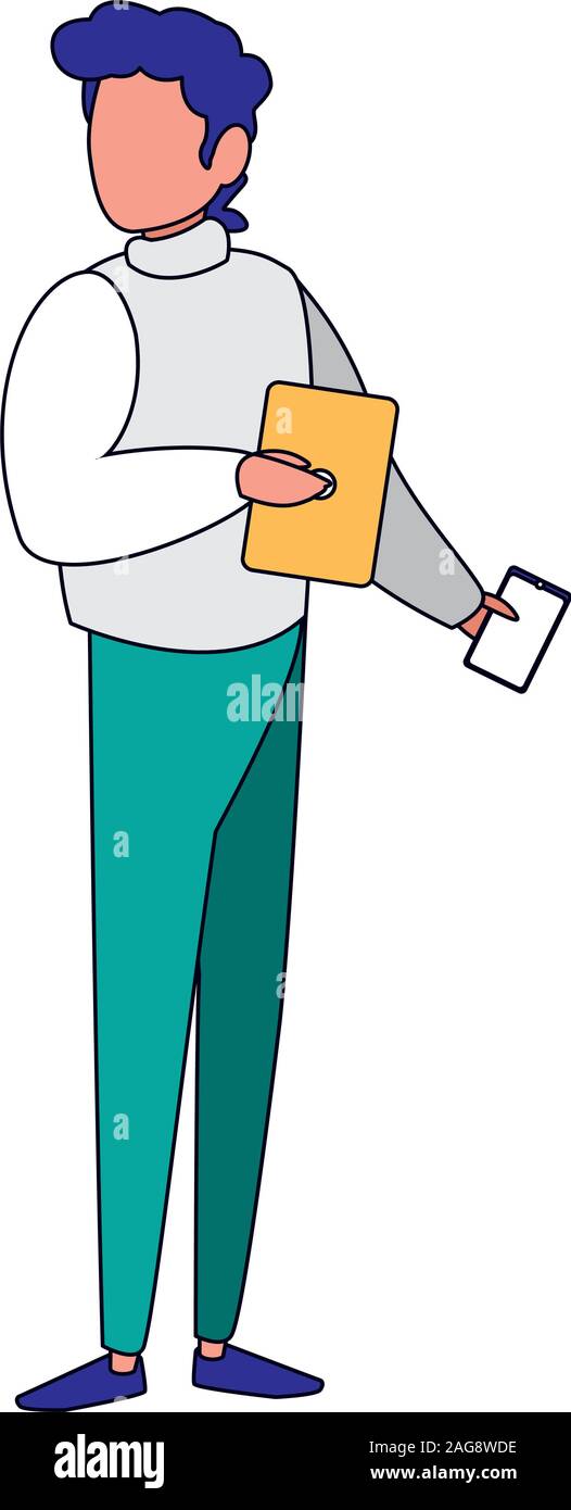 Avatar man with laptop and smartphone design, Boy male person people ...