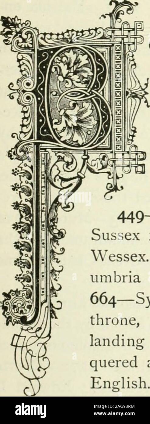 . The story of the greatest nations; a comprehensive history, extending from the earliest times to the present, founded on the most modern authorities, and including chronological summaries and pronouncing vocabularies for each nation; and the world's famous events, told in a series of brief sketches forming a single continuous story of history and illumined by a complete series of notable illustrations from the great historic paintings of all lands. la. 495—Cerdic founded the kingdom of^essex. 520—The Saxons defeated by Arthur. 547—North-)ria settled by the Angles. 597—Augustine landed in Ken Stock Photo