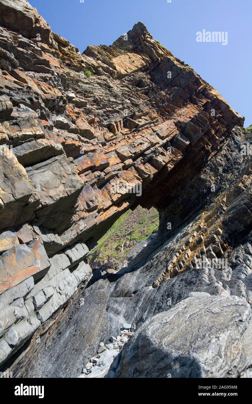 Window Rock near Hartland Point on the north coast of Devon in the ...