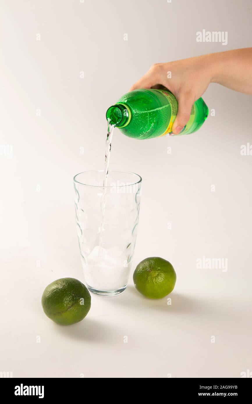 7up getting poured Stock Photo