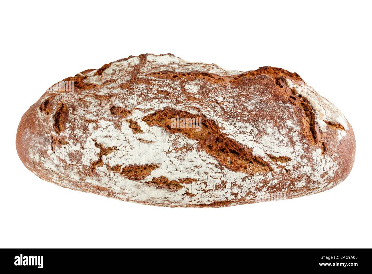 Closeup of rye bread isolated on white background Stock Photo