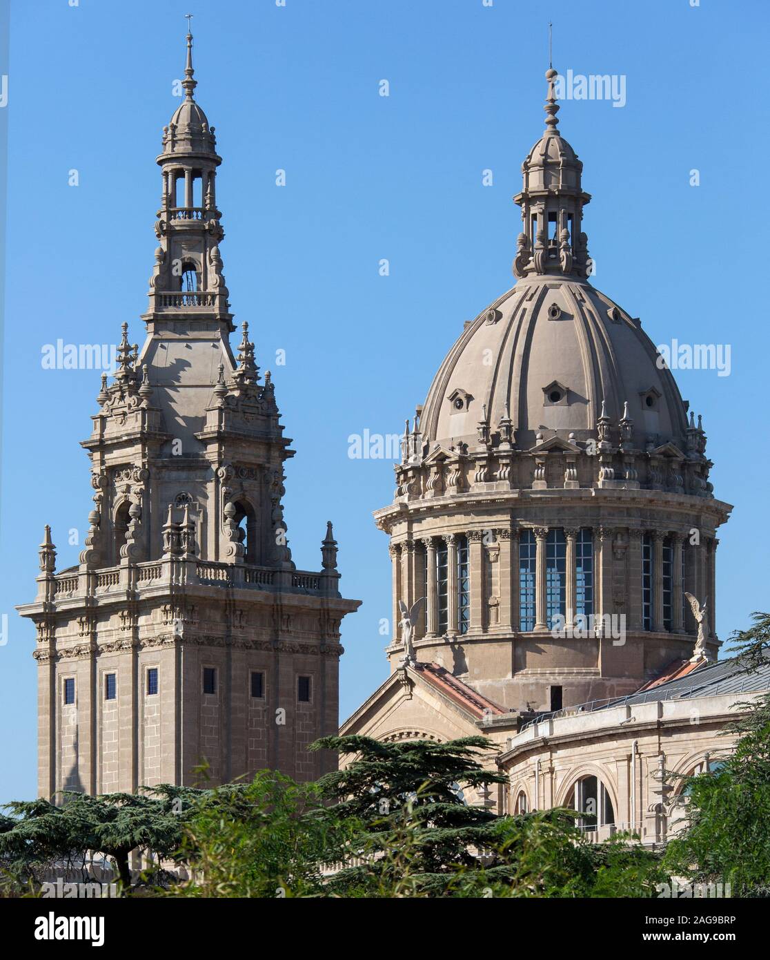 The National Palace (Museu National dArt de Catalunya) in the Montjuic district of Barcelona in the Catalonia region of Spain. Stock Photo