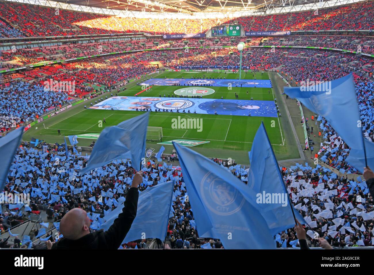 MCFC,Manchester City,Manchester City Football Club vs Chelsea,Carabao cup final 24/02/2019 Wembley stadium, London, England, UK - Feb2019 Stock Photo