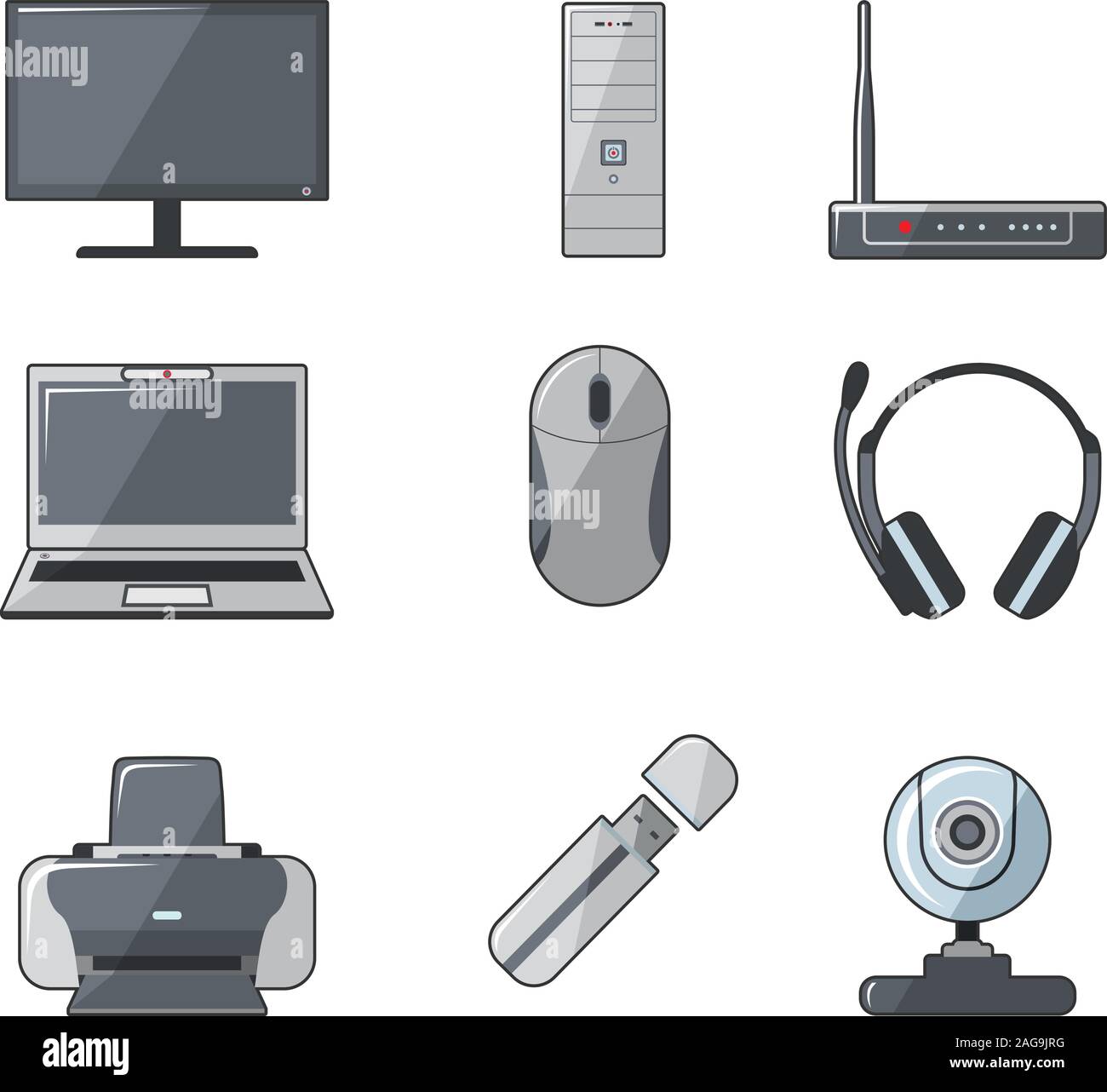 Digital computer equipment set Stock Vector Image & Art Alamy