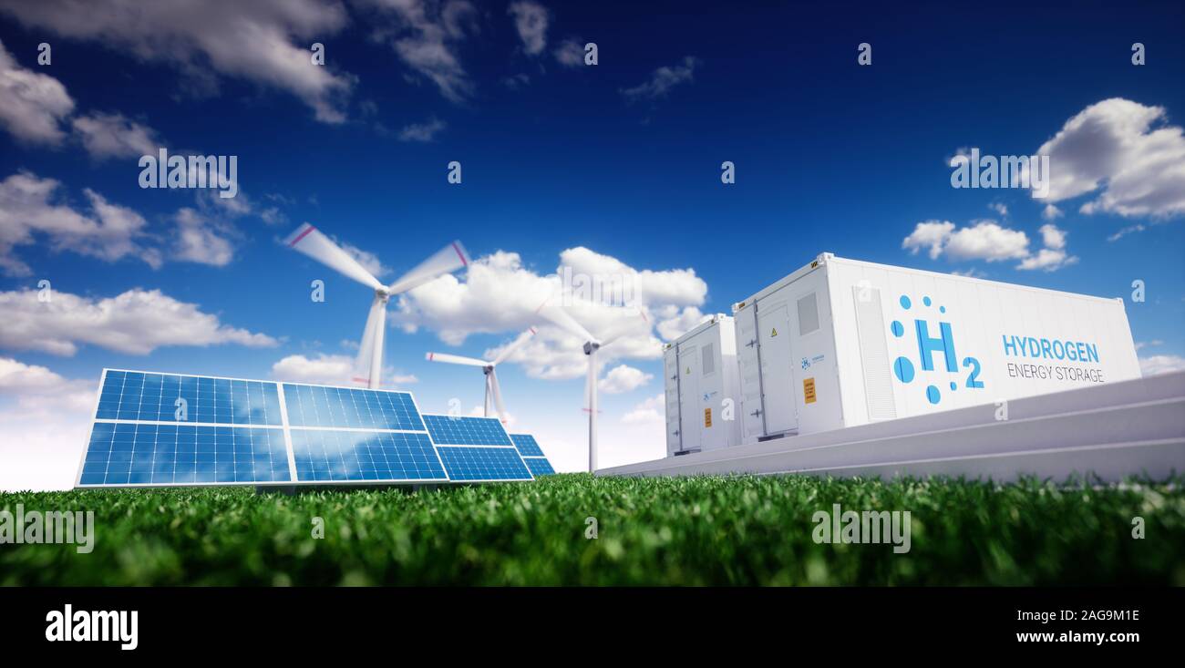 Ecology Energy Solution Power To Gas Concept Hydrogen Energy Storage With Renewable Energy 