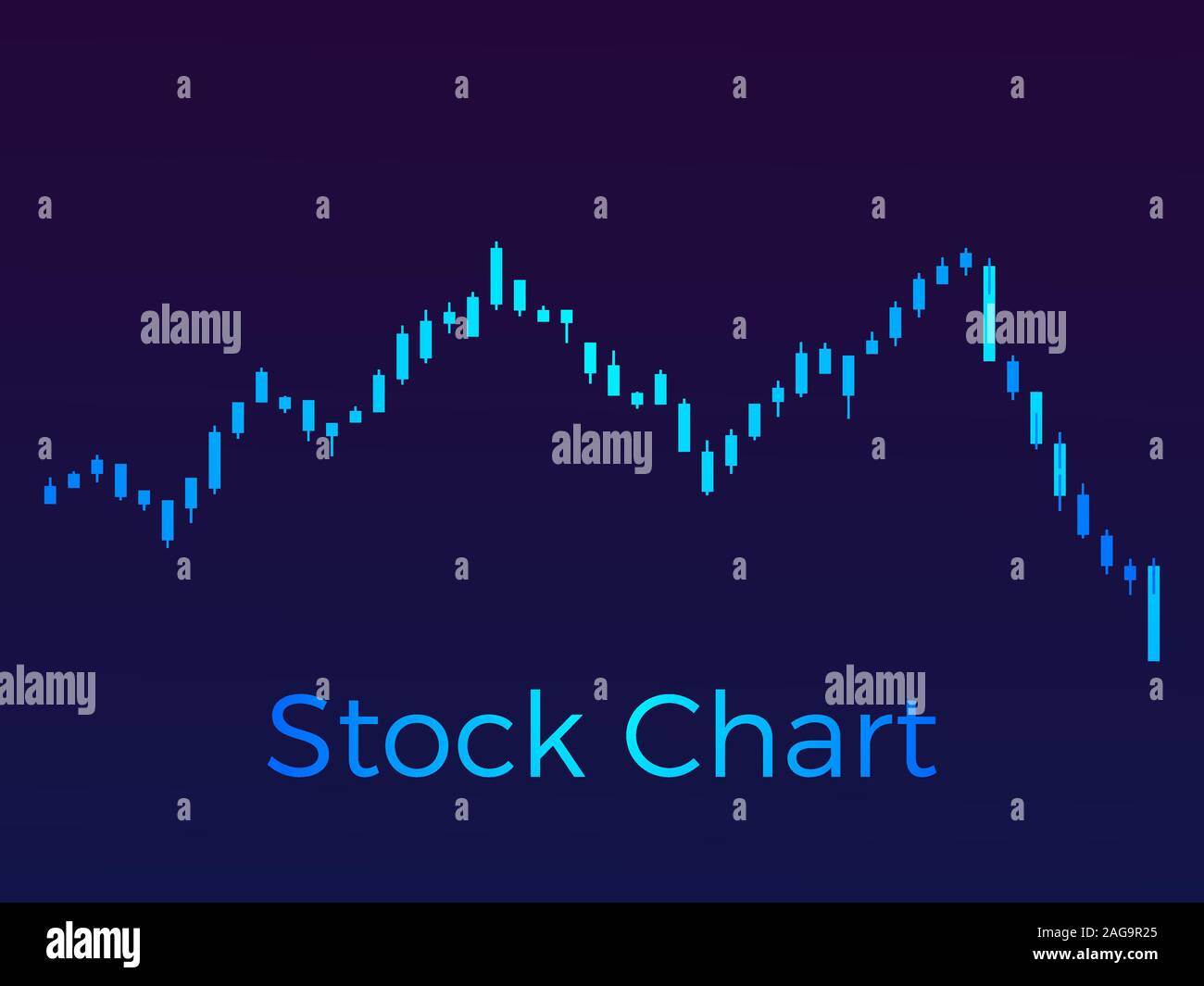 Stock chart, stock market trading. Schedule of rise and fall in prices