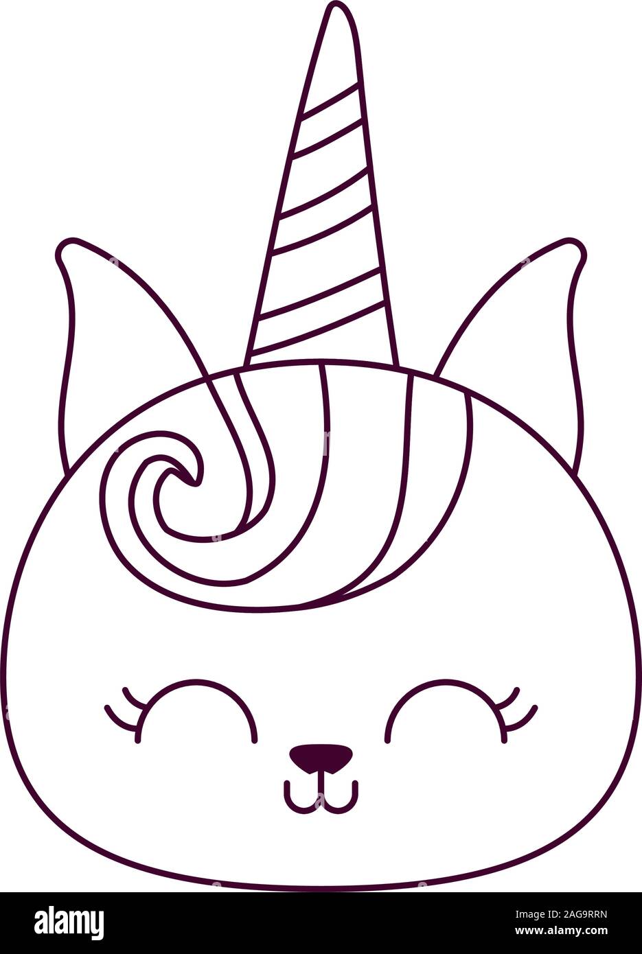 Licorne Chat Mignon Dessin Kawaii cat unicorn cartoon design, Kawaii expression cute character funny and emoticon theme Vector illustration Stock Vector Image & Art - Alamy