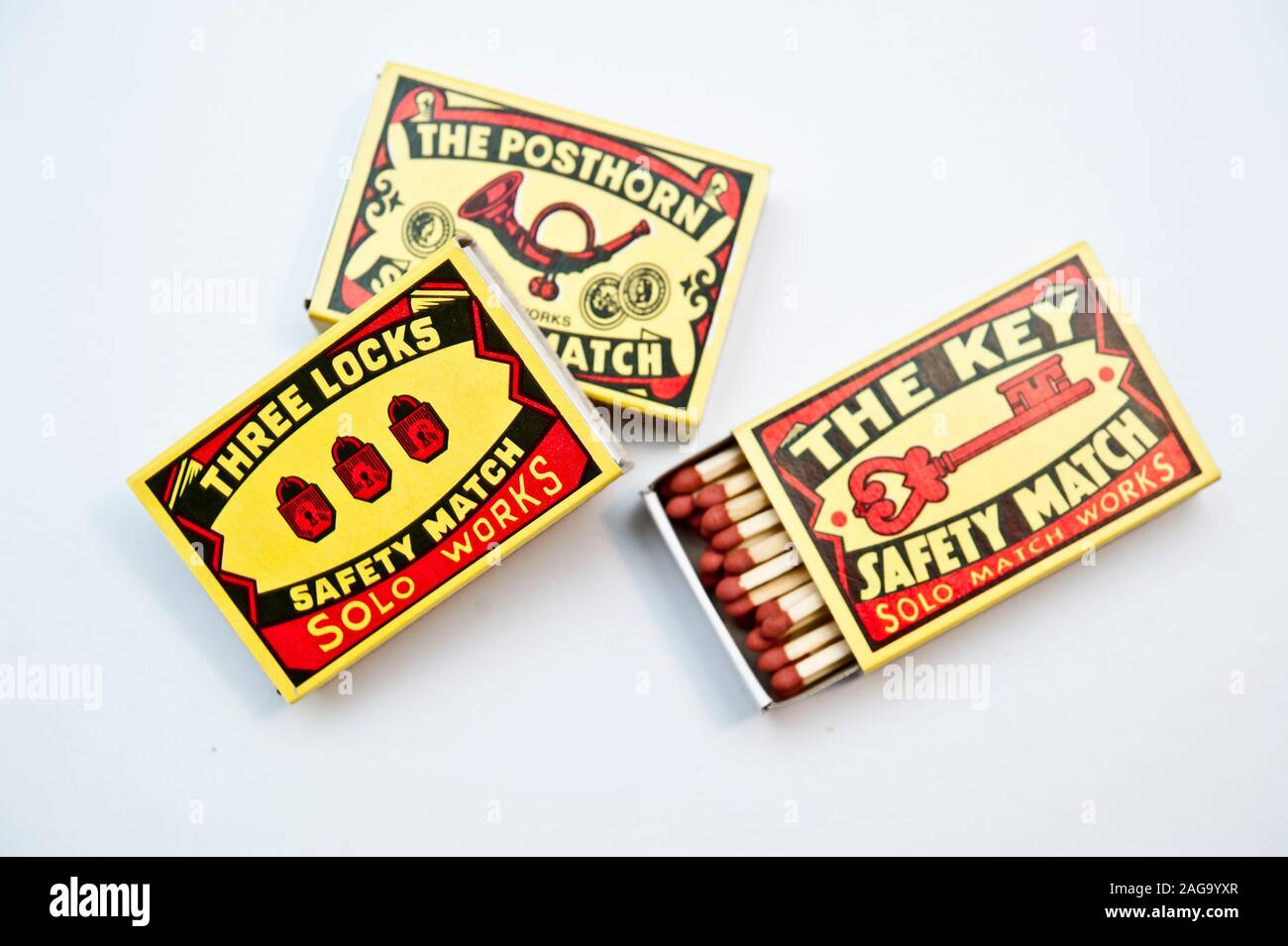 vintage boxes of safety matches isolated Stock Photo Alamy
