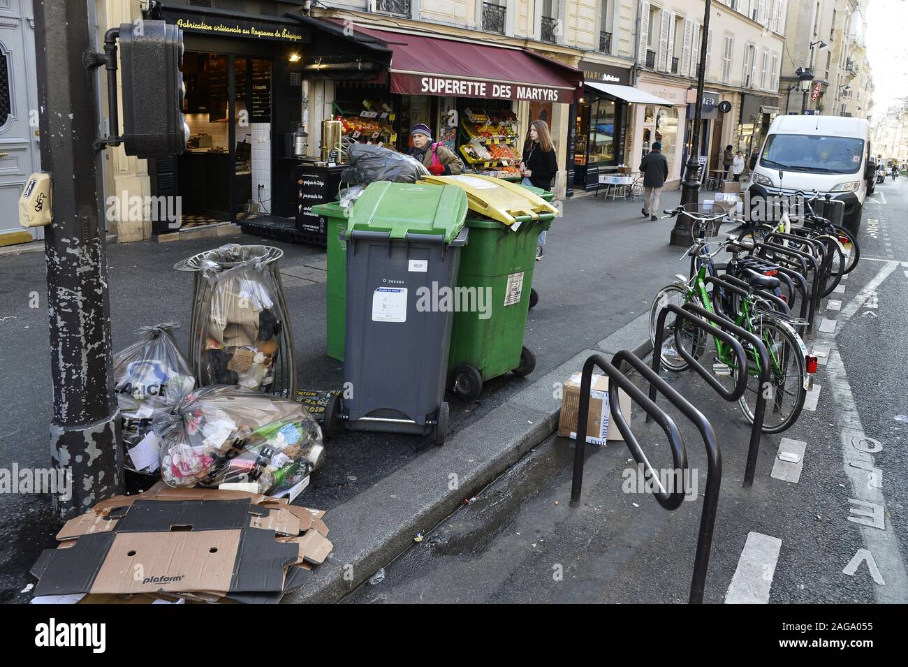 Trash cans in Paris Street Paris France Stock Photo Alamy