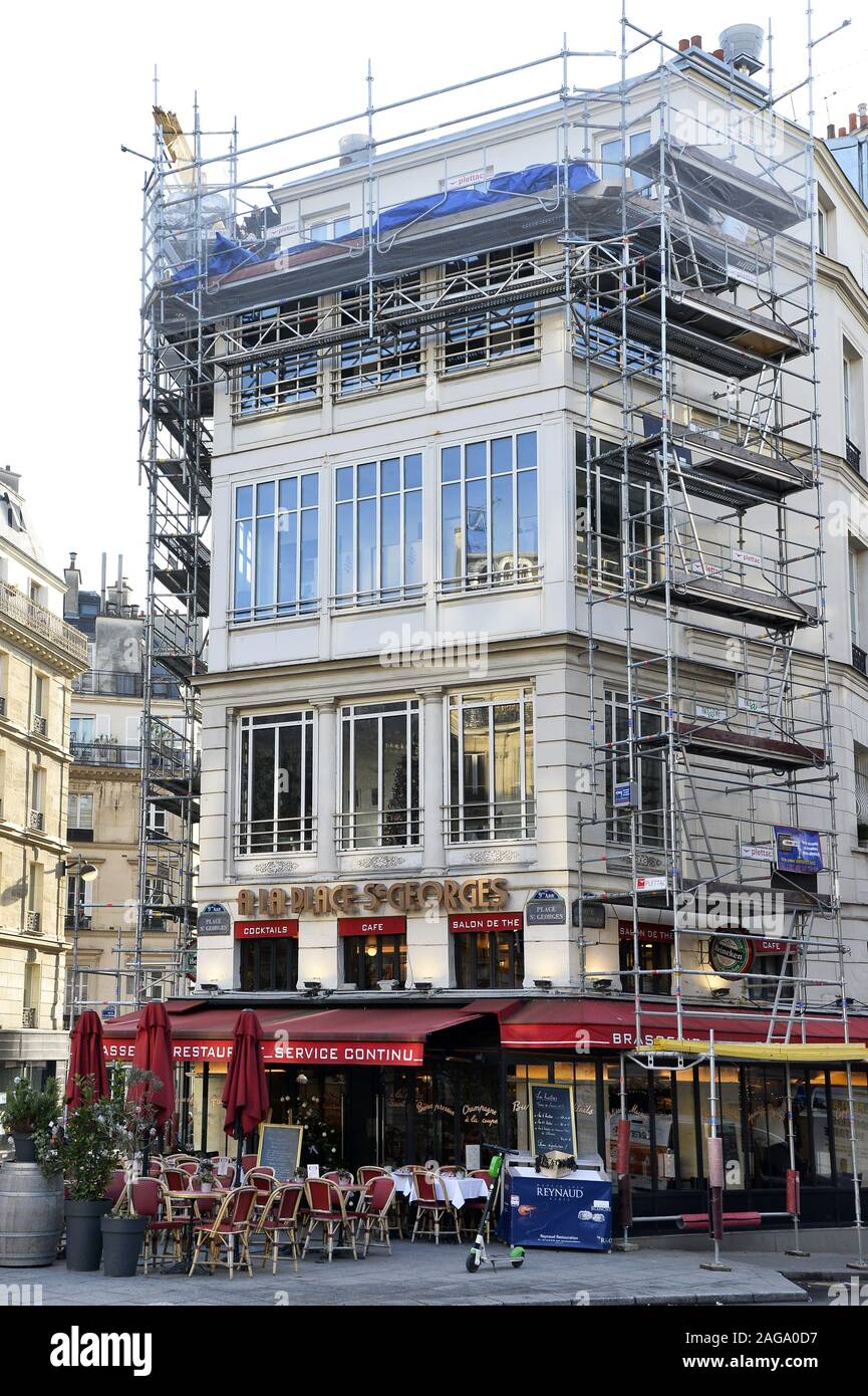 Work site on a building - Place Saint Georges - Paris - France Stock Photo