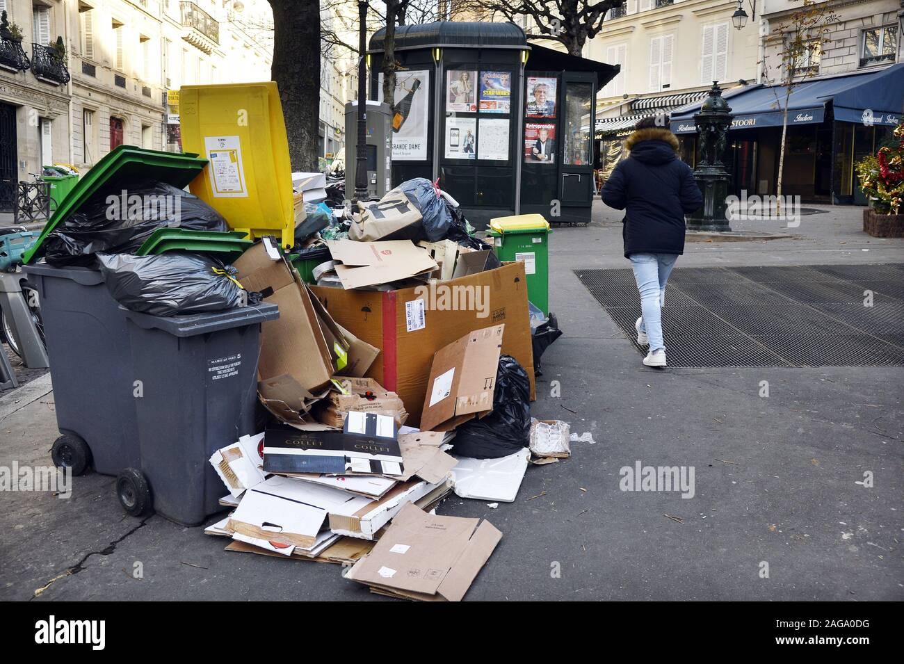Trash cans in Paris Street Paris France Stock Photo Alamy
