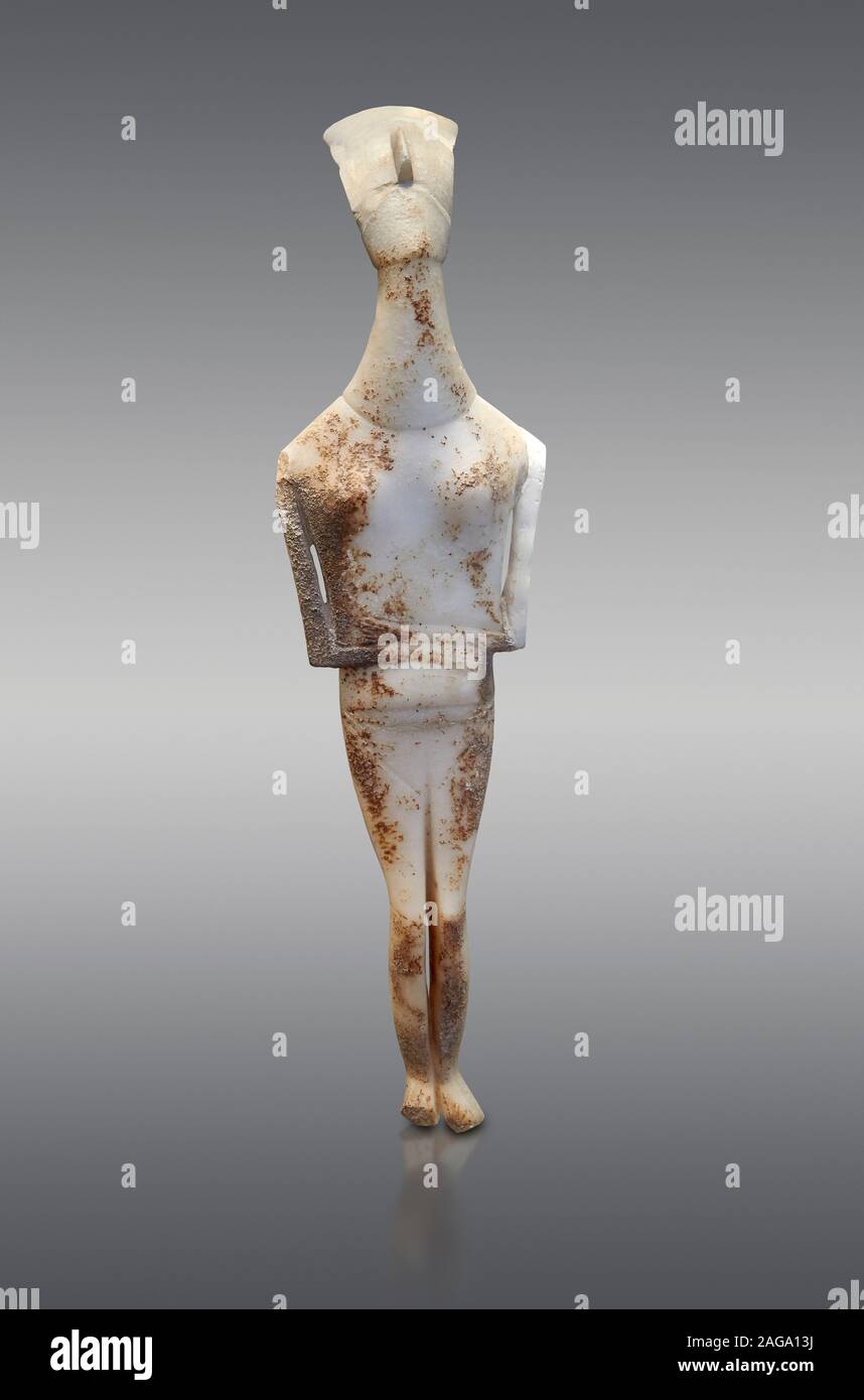 Female Cycladic statue figurine with folded arms of the Spedos and