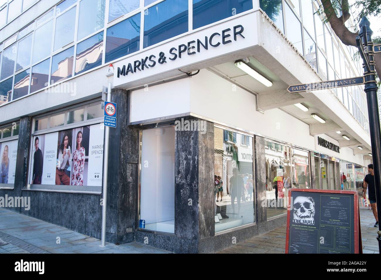 UK, Gibraltar: There are many British businesses like Marks and Spencer Stock Photo