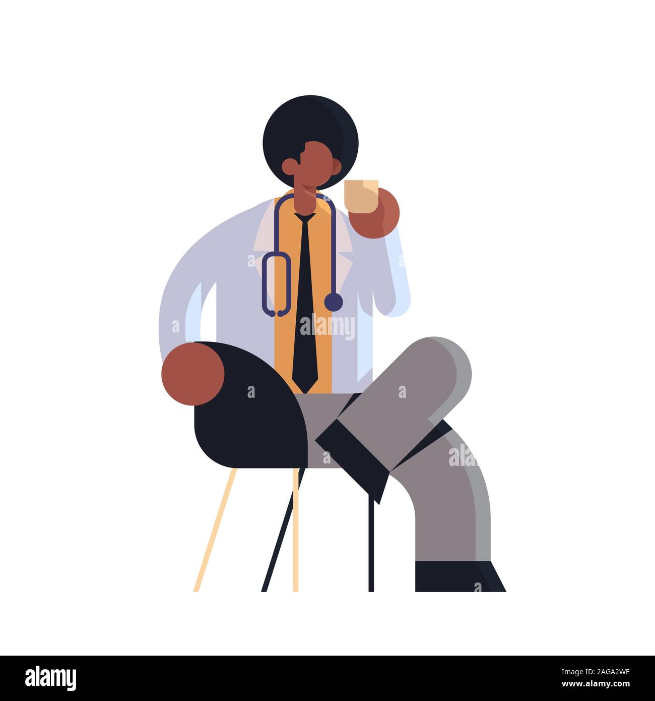 male doctor in white coat having coffee break medicine healthcare