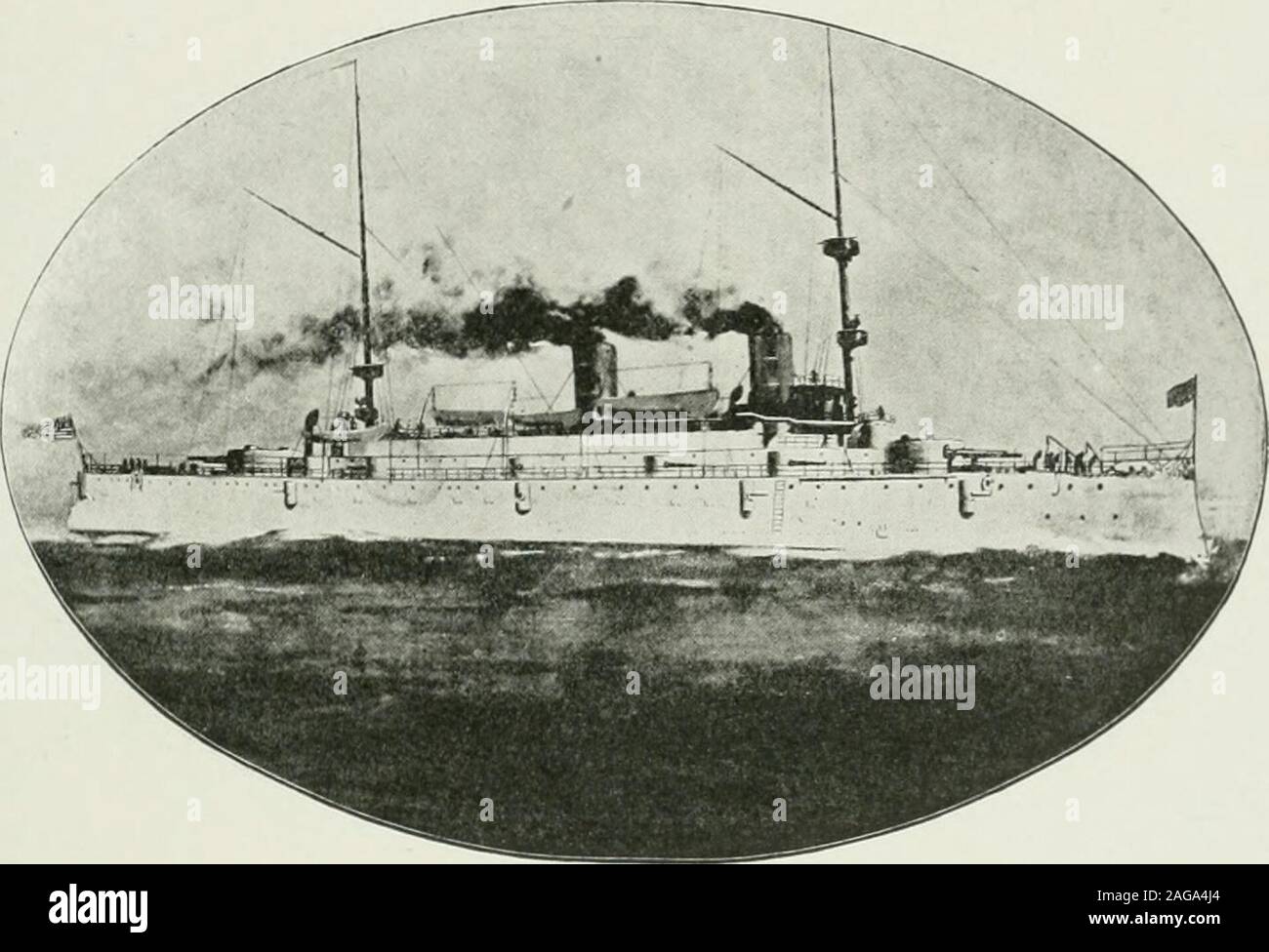 . The Far East and the new America; a picturesque and historic account of these lands and peoples, with the following special articles: China. THE PHILIPPINES. 291 first warning to the Spanish. A bugle sounded the alarm on the shore,followed by a shrill whistle and the boom of a cannon. This was theopening shot of the battle of Cavite and of the war. It was then aquarter past eleven. Not until the Spani.sh had fired their third shot, with their usualinaccuracy, did the Boston fire the first gun on the part of the Americans.Another missile from the shore hurtled over their heads, and the Concor Stock Photo