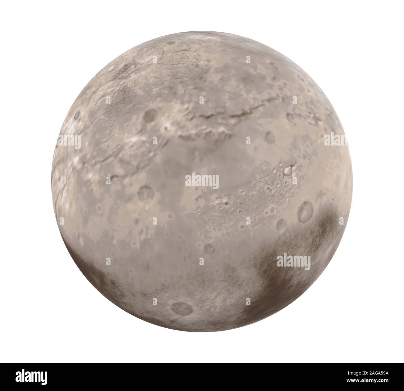Charon, Moon of Dwarf Planet Pluto Isolated Stock Photo