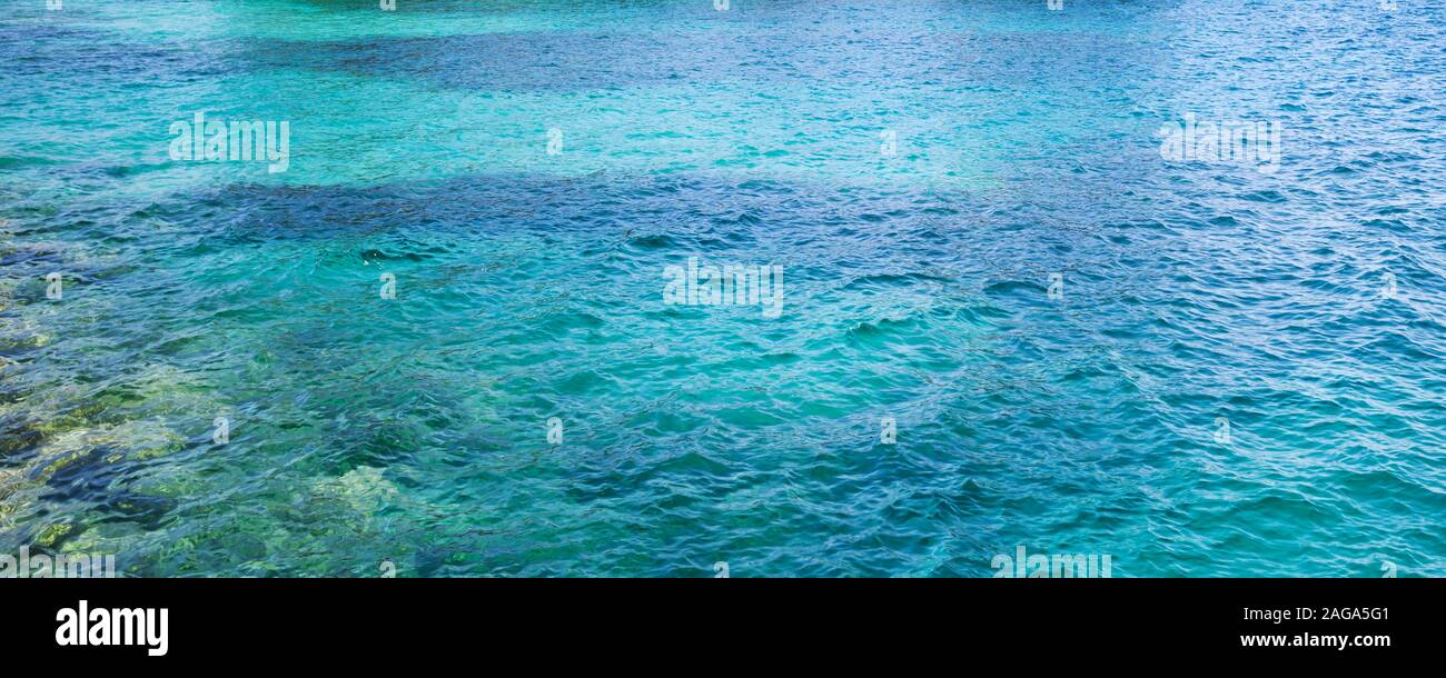Deep blue water of Mediterranean Sea, natural panoramic background photo Stock Photo
