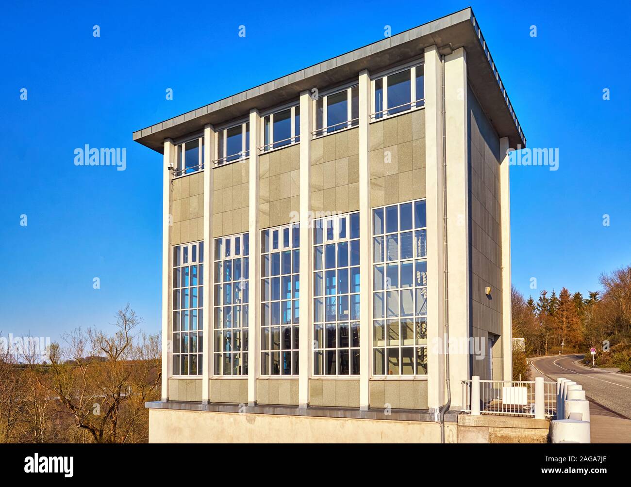 House at the Rappbode Dam. Rappbode-Talsperre in Elbingerode. Germany Stock Photo