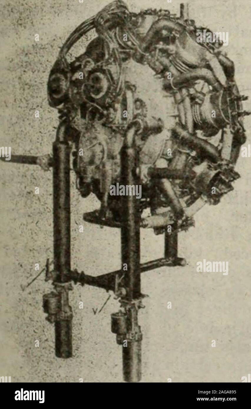Canadian machinery and metalworking (January-June 1919). FIG. 200 H.P.  CURTIS KNGINK the pistons revolve at a fixed radius;B the centre point  around which thecylinders and crankcase revolve. Thedistance between these  two