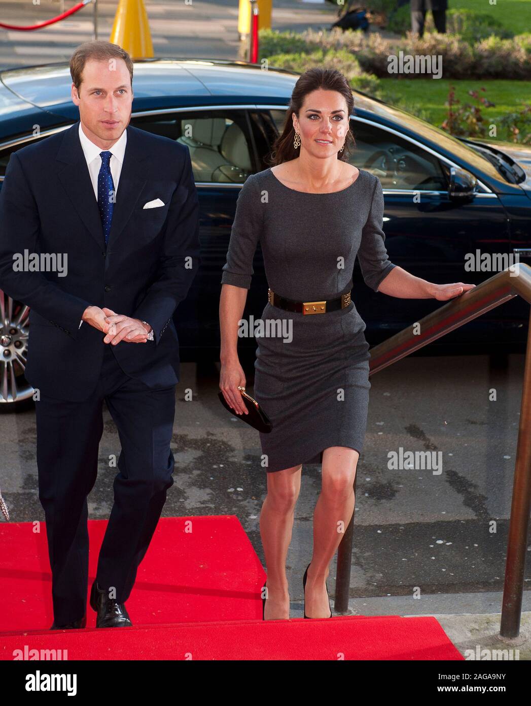 The Duke and Duchess of Cambridge attending a fund raising function at the Imperial War museum in London, with Viscount Rothermere chairman of the IWM Foundation and his wife Claudia, Viscountess Rothermere. Stock Photo