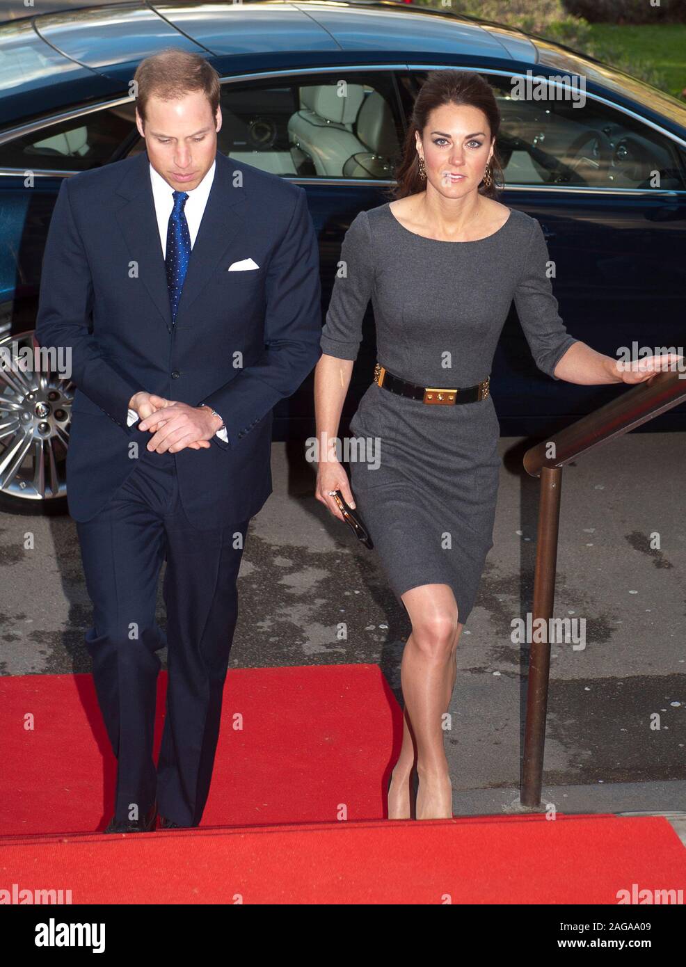 The Duke and Duchess of Cambridge attending a fund raising function at the Imperial War museum in London, with Viscount Rothermere chairman of the IWM Foundation and his wife Claudia, Viscountess Rothermere. Stock Photo