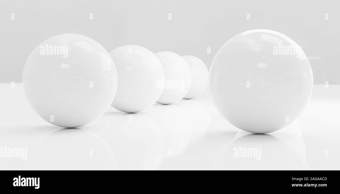 white balls with reflection macro white texture background 3d render illustration Stock Photo