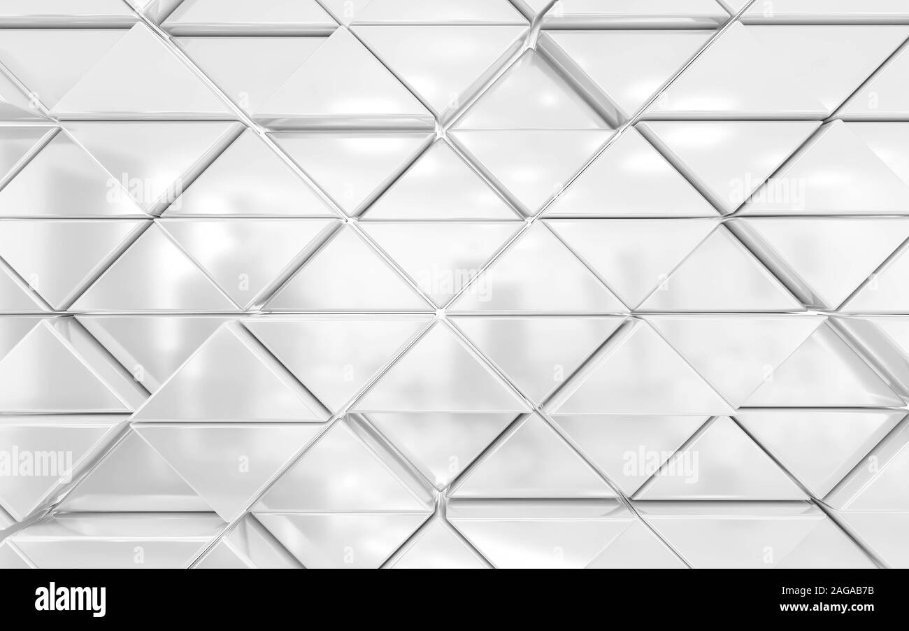 Abstract wallpaper, consisting of flying white triangles 3d render illustration Stock Photo